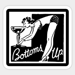 Bottoms Up Pinup Girl Vintage Matchbook Sticker